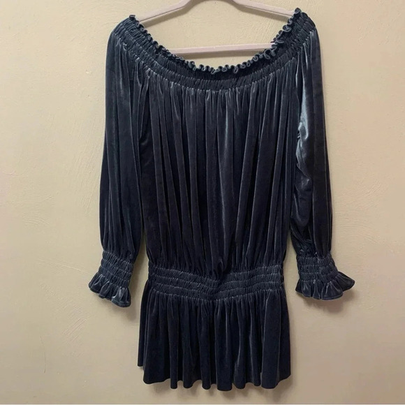 Norma Kamali Peasant Mini Dress in Pewter Size Small - Picture 6 of 8